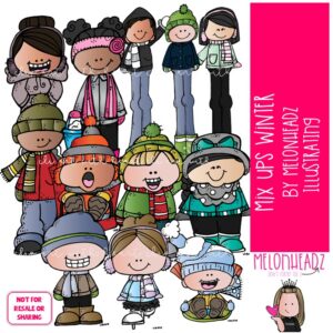Winter clip art, Mix Ups, sled COLORED Version