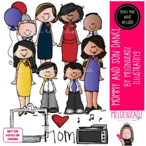 Mommy and Son Dance clip art, turn table, balloons COMBO PACK