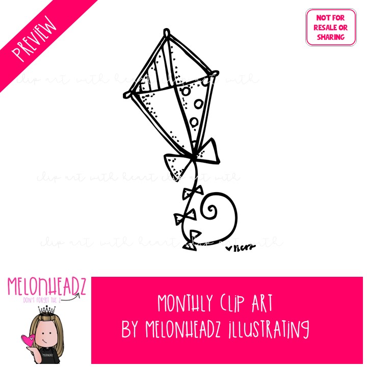 Monthly Clip Art, holiday clip art, seasonal clip art LINE ART and BLACK AND WHITE - Image 2