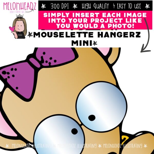 Mouselette 2 Mouselettes clip art, Hangerz, toppers Mini - Melonheadz