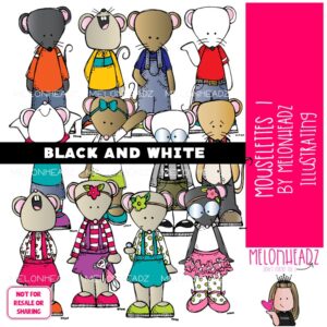 Mouselettes 1 clip art BLACK AND WHITE