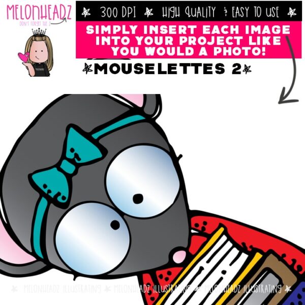 Mouselette 2 Mouselettes 2 clip art COLORED Version - Melonheadz