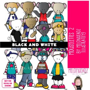 Mouselettes 2 clip art BLACK AND WHITE