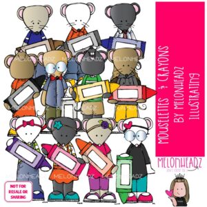 Mouselettes clip art, with Crayons COLORED Version