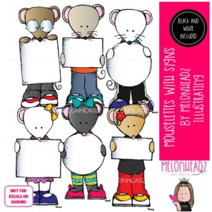 Mouselettes clip art, with signs, blank Mini