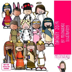 Nativity clip art 2019, Christmas clip art COLORED Version