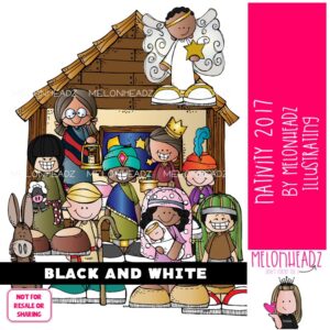 Nativity clip art 2017, Christmas clip art BLACK AND WHITE
