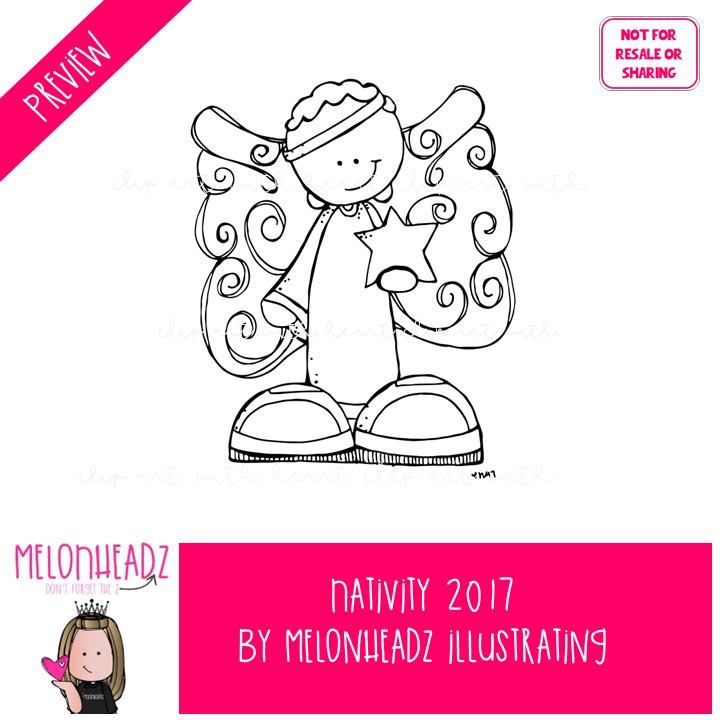 Nativity clip art 2017, Christmas clip art BLACK AND WHITE - Image 2