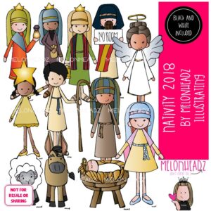 Nativity clip art 2018, PB n Js clip art, Christmas clip art COMBO PACK