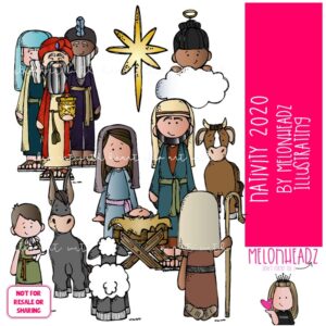 Nativity clip art 2020, Christmas clip art COLORED Version