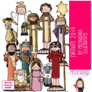 Nativity clip art 2014, Stringbeanz clip art, Christmas COLORED Version