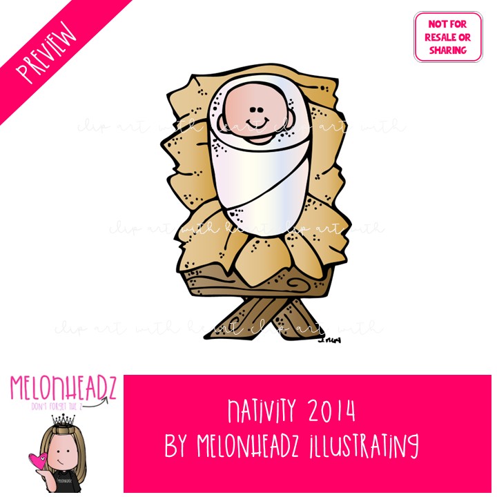 Nativity clip art 2014, Stringbeanz clip art, Christmas COLORED Version - Image 2