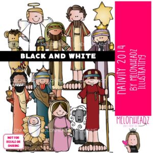 Nativity clip art 2014, Stringbeanz clip art, Christmas clip art BLACK AND WHITE