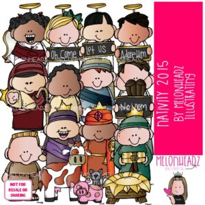 Nativity clip art 2015, Lil Bitz clip art, Christmas clip art COLORED Version