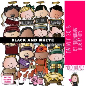 Nativity clip art 2015, Lil Bitz clip art, Christmas clip art BLACK AND WHITE