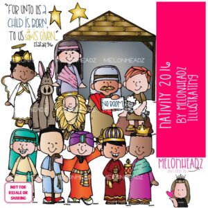 Nativity clip art 2016, Christmas clip art COLORED Version
