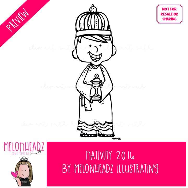 Nativity clip art 2016, Christmas clip art BLACK AND WHITE - Image 2