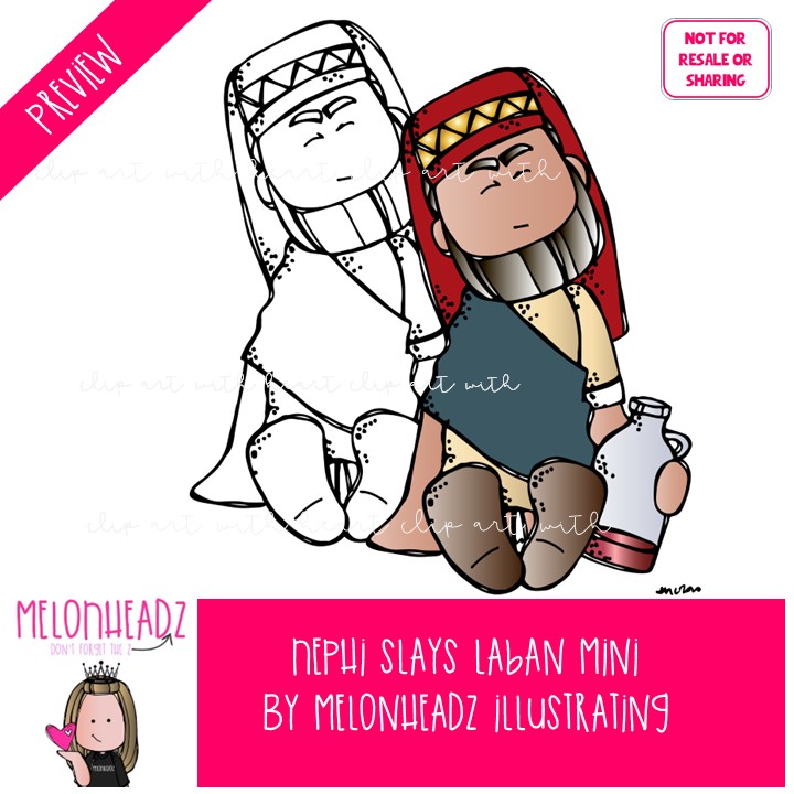 Nephi slays Laban clip art, LDS, Book of Mormon Mini - Image 2