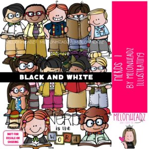 Nerds clip art 1, Kidlettes clip art BLACK AND WHITE