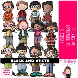 Nerds clip art 2, Kidlettes clip art BLACK AND WHITE
