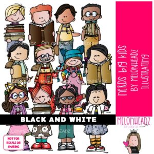 Nerds clip art, Big Kids clip art, Teenager clip art BLACK AND WHITE