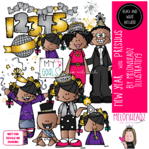 Happy New Year clip art, Preshus clip art, Melonheadz Characters clip art COMBO PACK