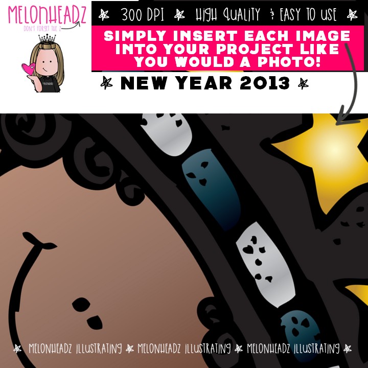 New Year clipart 2013, holiday clip art COLORED Version - Image 3