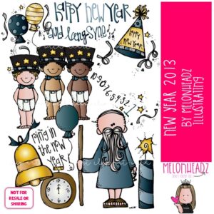New Year clipart 2013, holiday clip art COLORED Version