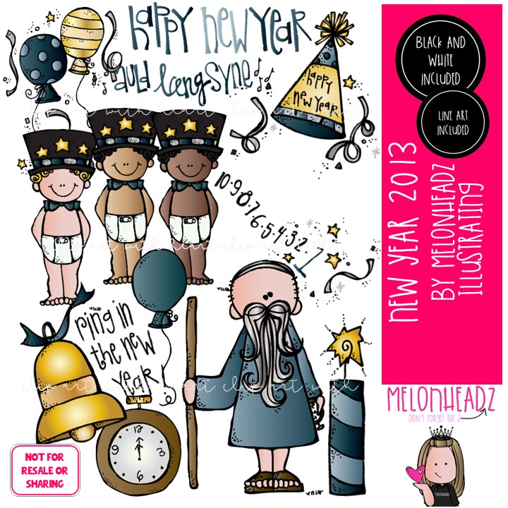 New Year clip art 2013, holiday clip art COMBO PACK