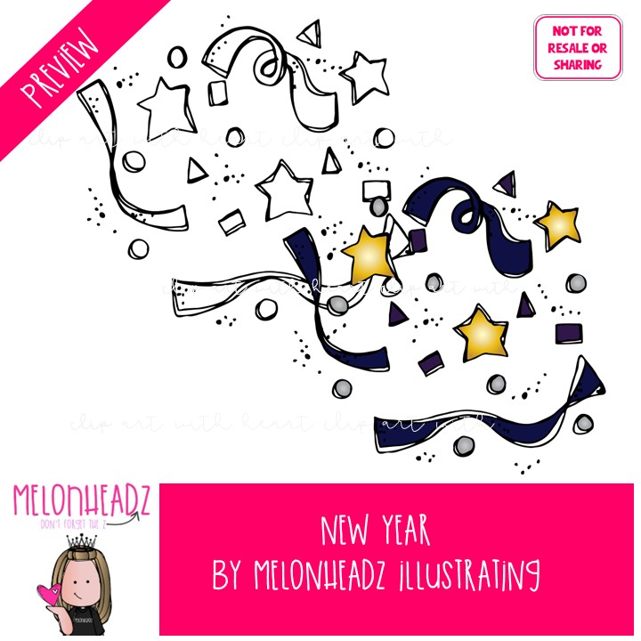 New Year clip art, Holiday clip art COMBO PACK - Image 2