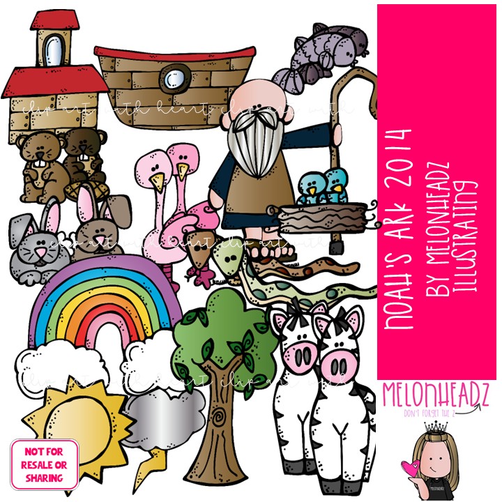 Noah's Ark clip art 2014, Bible COLORED Version