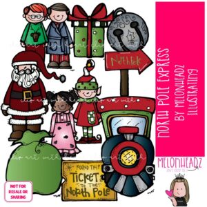 North Pole Express clip art, Christmas clip art, Polar clip art COLORED Version
