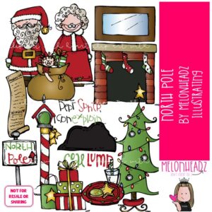 North Pole clip art, Christmas clip art, Santa clip art COLORED Version
