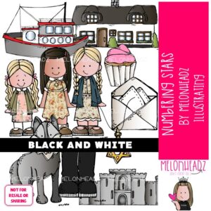 Numbering Stars clip art, literature, book companion BLACK AND WHITE