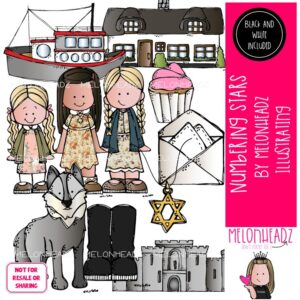 Numbering Stars clip art, literature, book companion COMBO PACK