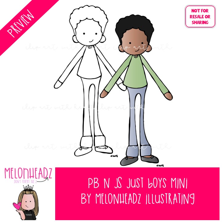 PB n Js clip art, just boys Mini - Image 2
