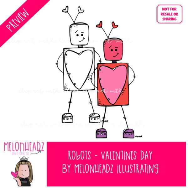 Robots clip art - Valentines Day - Mini - Image 2