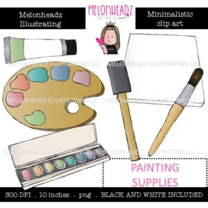 Painting Supplies clip art, Minimal Style Mini