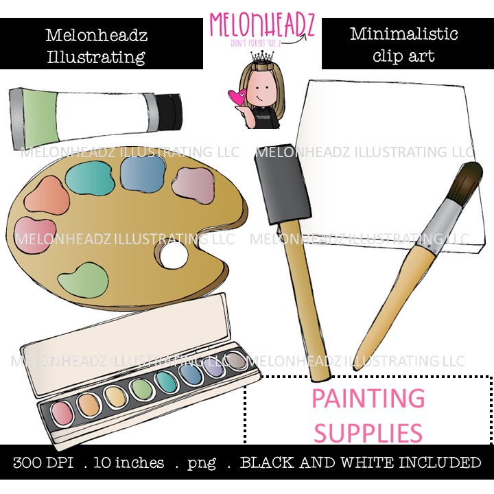 Painting Supplies clip art, Minimal Style Mini