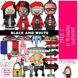Paris clip art Set 2 Eiffel Tower clip art BLACK AND WHITE