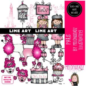 Paris clip art Eiffel Tower clip art LINE ART and BLACK AND WHITE