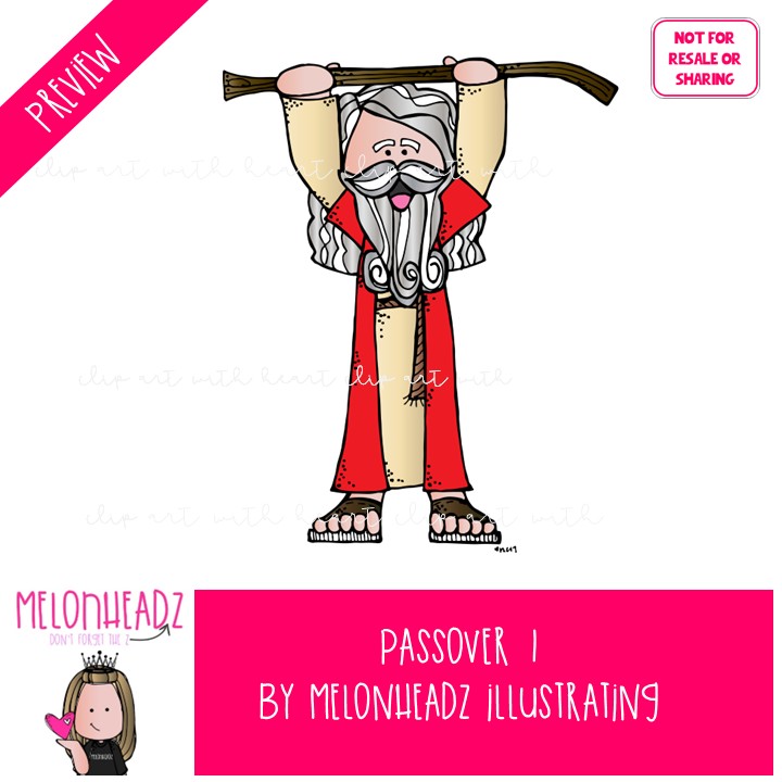 Passover clip art 1, Bible, Moses COLORED Version - Image 2
