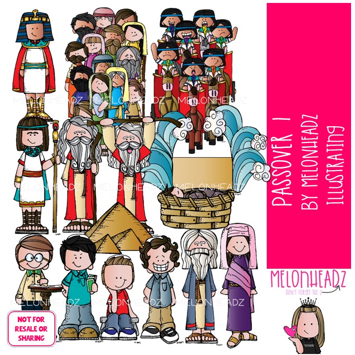 Passover clip art 1, Bible, Moses COLORED Version
