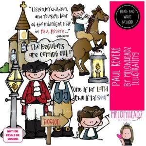 Paul Revere clip art, historical figure COMBO PACK