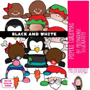 Peeperz clip art, Christmas clip art, Topper clip art BLACK AND WHITE