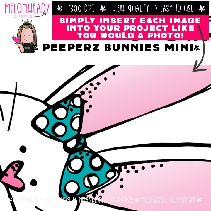 Peeperz clip art, Bunnies, Easter, topper Mini - Image 3