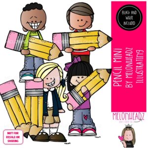 Pencil clip art, school supplies Mini