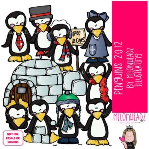 Penguins clip art, Winter clip art COLORED Version