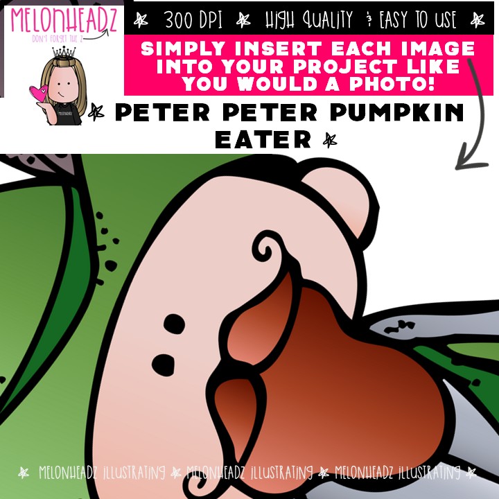 Peter Peter Pumpkin Eater clip art, Nursery Rhyme Mini - Image 3