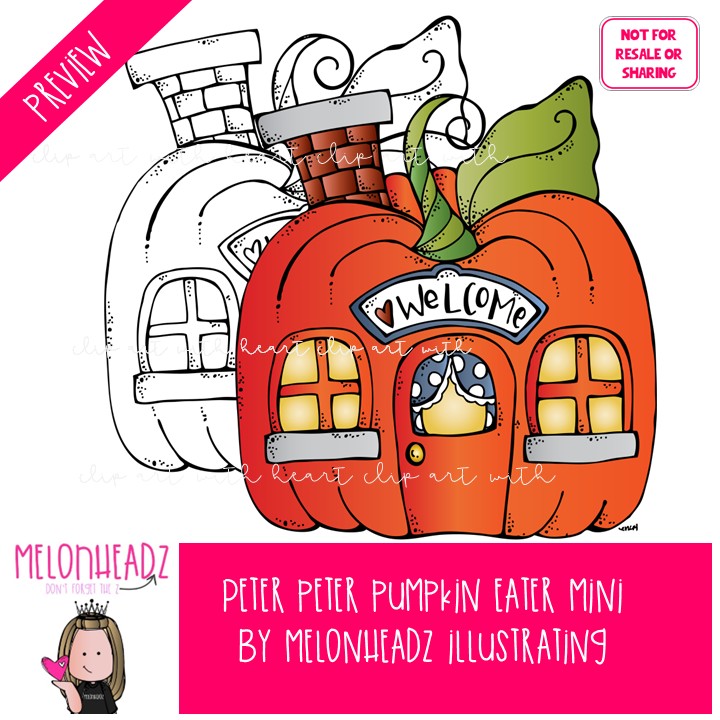 Peter Peter Pumpkin Eater clip art, Nursery Rhyme Mini - Image 2